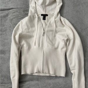 Forever 21 Off-White Hooded Zip Sweatshirt